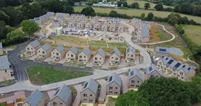 Aerial view of the Almners Road development in Lyne, Surrey