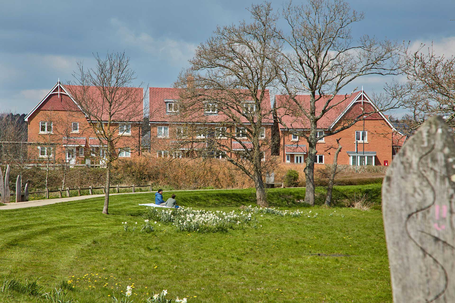 Homes and landscaped green space at Kilnwood Vale