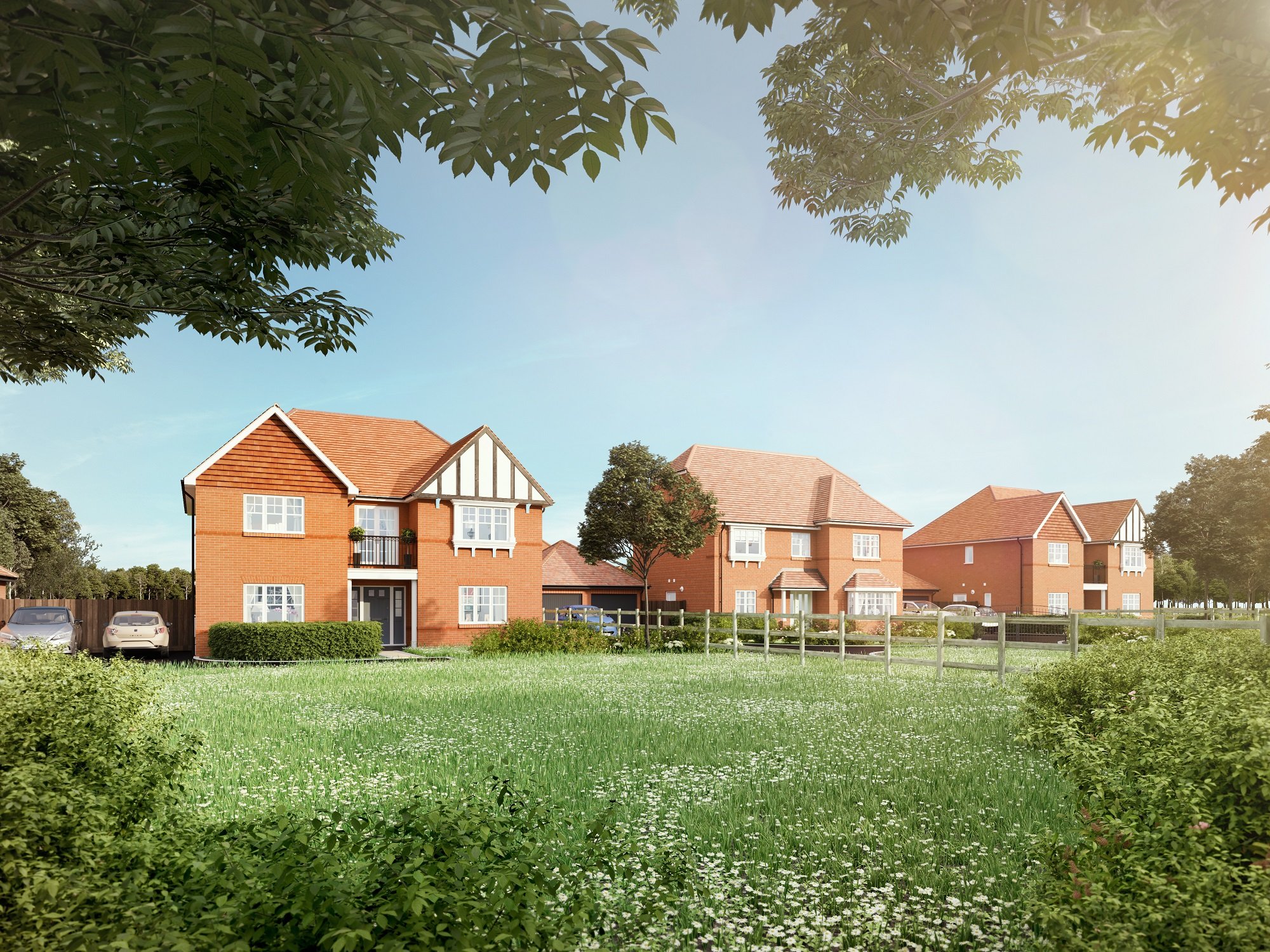 Developer streetscene illustration of homes at Monarch’s Grove, Deepcut